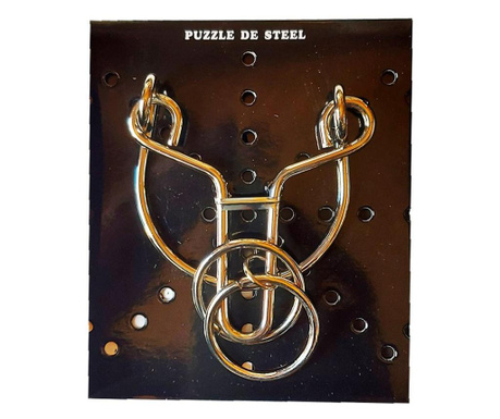 Puzzle brain twister din metal, Pentru copii si adolescenti, 10 cm, 476CUB-1