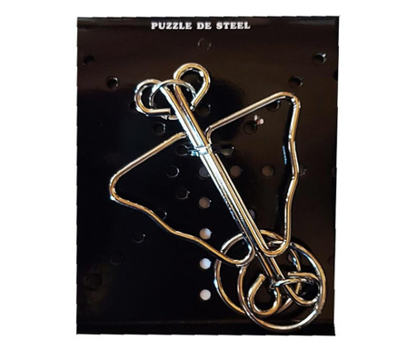 Puzzle brain twister din metal, Pentru copii si adolescenti, 10 cm, 476CUB-3