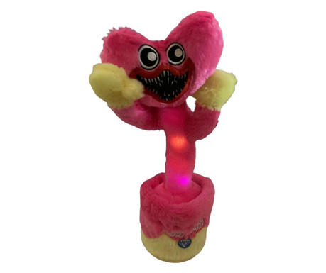 Интерактивна играчка, thk dancing cactus, huggy wuggy, usb, 120 песни, светлини, 32 см, розова