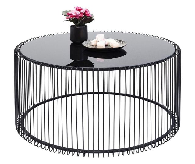 Masuta de cafea Wire Uno Negru ø80cm
