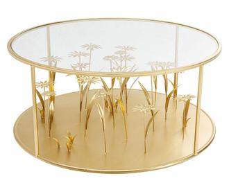 Masuta de cafea aurie Flower Meadow ø80cm