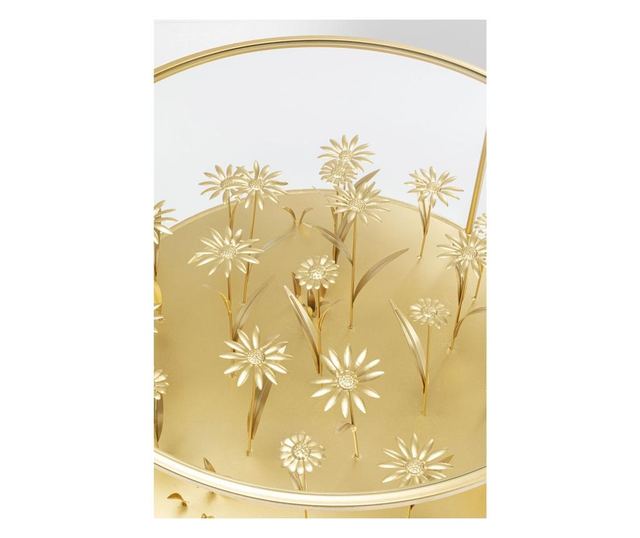 Masuta de cafea aurie Flower Meadow ø80cm