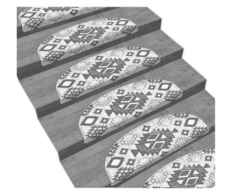 Lépcsőházi szőnyegkészlet Vitaus, 20x65x5 cm, szürke/fehér