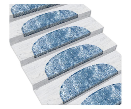 Lépcsőházi szőnyegkészlet Vitaus, 20x65x5 cm, kék/fehér