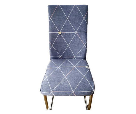 Husa scaun elastica, universala, poliester, bleumarin cu imprimeu, 50 x 70cm, buz