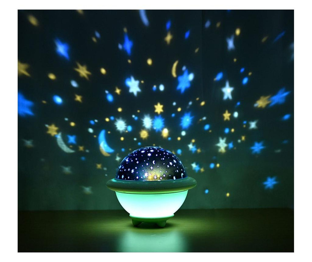 Lampa de veghe constelatii tip ozn, pentru copii, 3 culori, lumina reglabila, 3 filme de proiectie, roz, buz