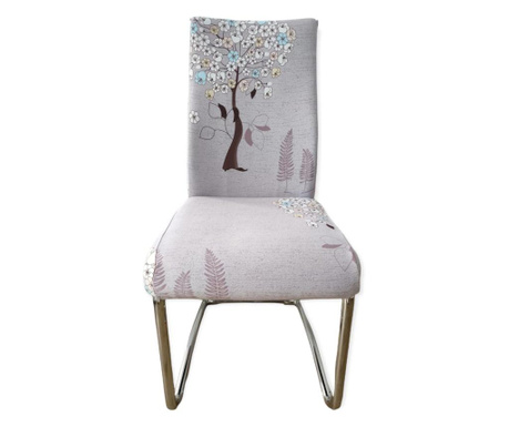Husa scaun elastica, universala, poliester, roz cu imprimeu, 50 x 70cm, buz