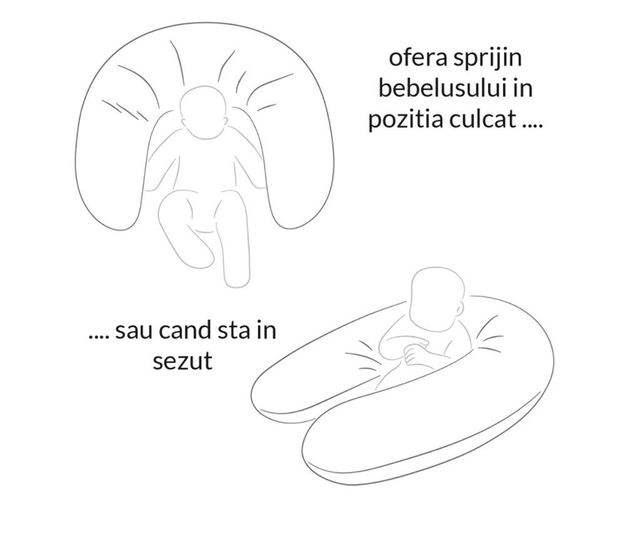 Perna pentru alaptare cu husa detasabila, alb cu roz, buz