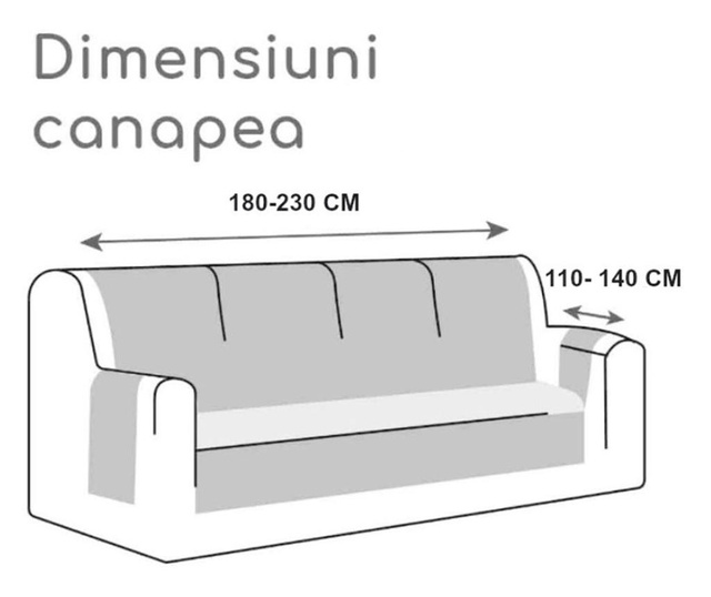 Husa elastica universala pentru canapea si pat, gri, 230 x 140 cm