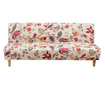 Husa elastica universala pentru canapea si pat, crem cu flori, 230 x 140 cm