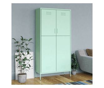 Ντουλάπα, Μέντα Πράσινο, 90x50x180 εκ., Ατσάλι