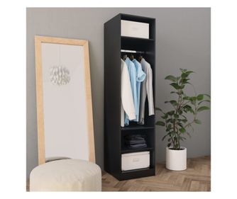 Szekrny, fekete, 50x50x200 cm, laminlt fa