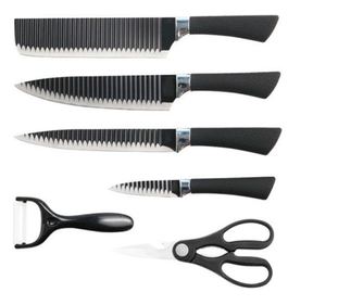 Set cutite Evcriverh GS-06A008C, 6 bucati, maner cauciucat, cutie, negru