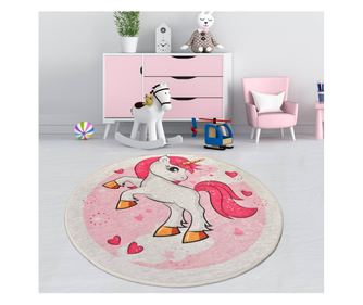 Covor Chilai Home 876CHL1222, diametru 140 cm, fire de catifea antibacteriene, poliester, roz