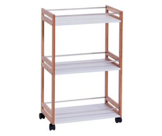 Raft pentru baie Zeller, MDF/bambus/metal, 51x30x81 cm, alb/maro