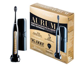 Periuta de dinti electrica VITAMMY Aurum, 96000 vibratii/min, 5 moduri de periaj, incarcare wireless, Negru/Auriu