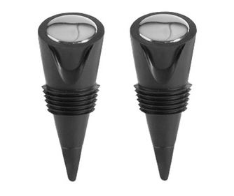 Σετ 2 πωμάτων Ibili-Barware, μέταλλο/σιλικόνη, 6 εκ., μαύρο/ασημί