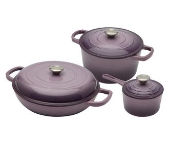 Комплект тенджери Xanten Purple, емайлиран чугун, с капак, 3 части