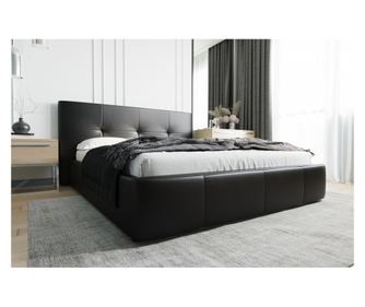 Pat tapitat cu somiera si lada de depozitare VENTI Negru 180x200 cm