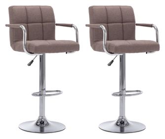 Barové židle, 2 ks, šedá taupe, textilní materiál