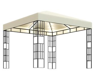 Шатра с LED светещи стрингове, 3х3 м, кремава