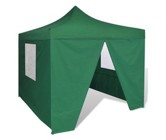 zöld összecsukható pavilon 4 fallal 3 x 3 m