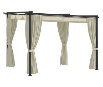 Κιόσκι με κουρτίνες, κρεμ, 3 x 3 μ, ατσάλι