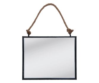 Stensko ogledalo MDF črn kovinski okvir 50x4x40 cm