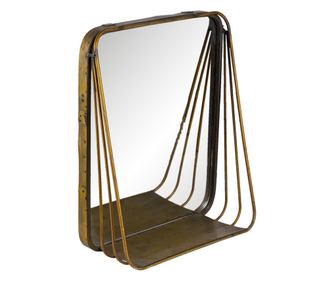 Smeđe metalno zidno ogledalo 26x11x32 cm