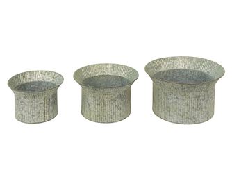 Set od 3 posude za cvijeće sivo patinirani metal 40x23 cm