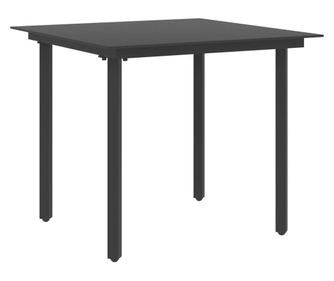 Vrtni stol, crni, 80 x 80 x 74 cm, čelik i staklo