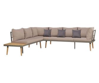 Градински комплект с възглавници, 4 части, акация масив, кафяв