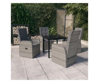 Градински трапезен комплект от 5 части с възглавници сив