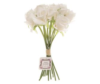 Buchet 12 trandafiri artificiale PAMI, F1021-86, 30cm Alb
