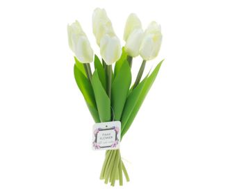 Buchet 12 lalele mare artificiale PAMI, F1021-76, 30cm Alb