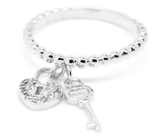Inel Key to my Heart, IF-30, 18 mm, auriu/argintiu