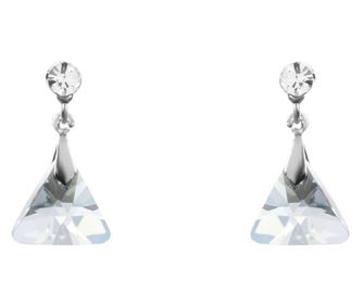 Cercei dama cristal Swarovski triunghi, placati cu aur alb, 2x1.2 cm, CCC-60, Bleu