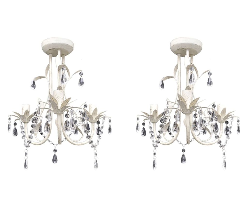 Elegant White Crystal Ceiling Chandeliers 2 pcs