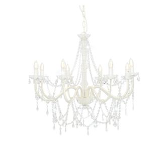 Luster s perlama, bijeli, 8 žarulja E14