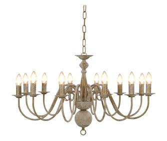 Luster, bijela vintage, 12 žarulja E14