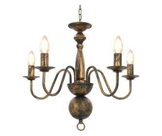 Antikni luster, crni, 5 žarulja E14