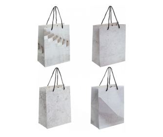 Set de 4 pungi cadou PAMI, PC-621-44M, 32x26x12 cm, Gri