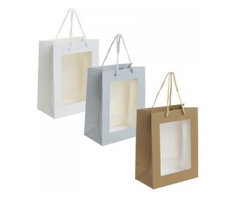Set de 3 pungi cadou cu fereastra PAMI, PC-621-40S-1, 23x18x10 cm, Uni