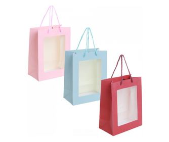 Set de 3 pungi cadou cu fereastra PAMI, PC-621-40S-2, 23x18x10 cm, Uni