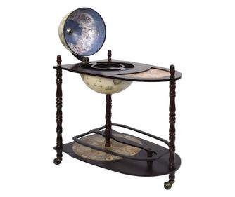 Volně stojící globus bar stojan na víno eukalyptus zelený