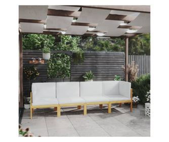 Vrtna garnitura s 4 sjedala, s jastucima, masivno drvo akacije