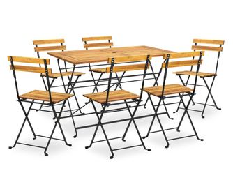 Sklopivi vanjski namještaj, 7 dijelova, masivno drvo akacije