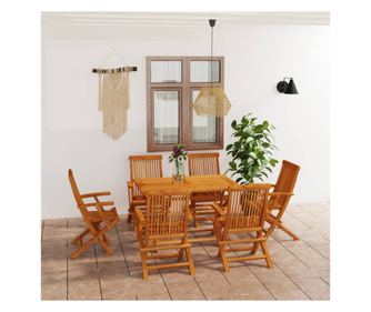 Set vrtnog namještaja, 7 dijelova, masivno tikovo drvo