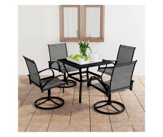 Комплект градински мебели, 5 части, текстилен и стомана