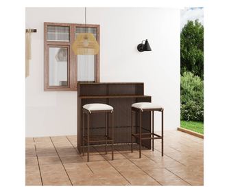 Kerti brszkkszlet prnkkal, 3 rszes, barna